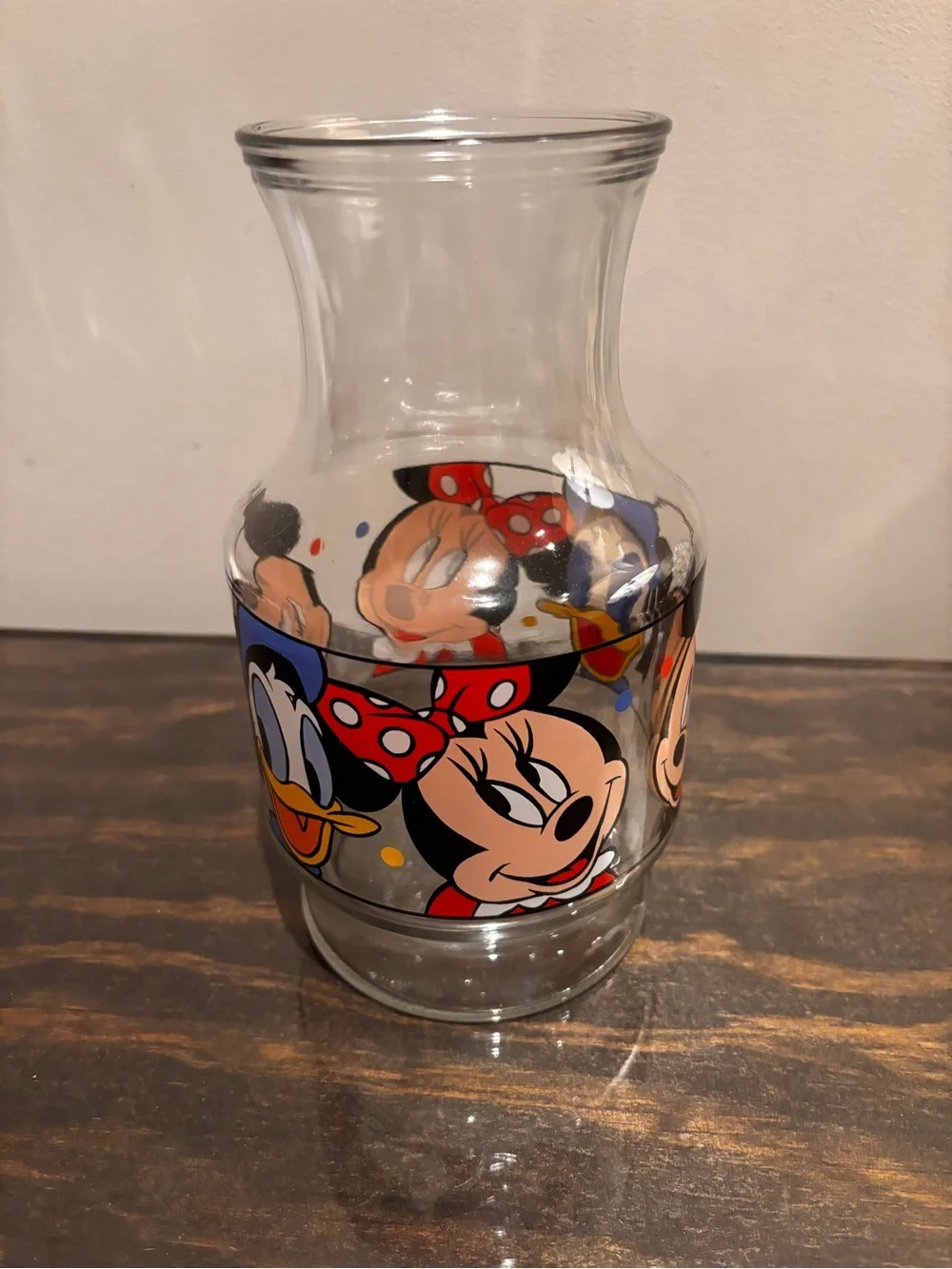 Disney Clear Glass Vase with Mickey, Donald & Friends Multicolor Band